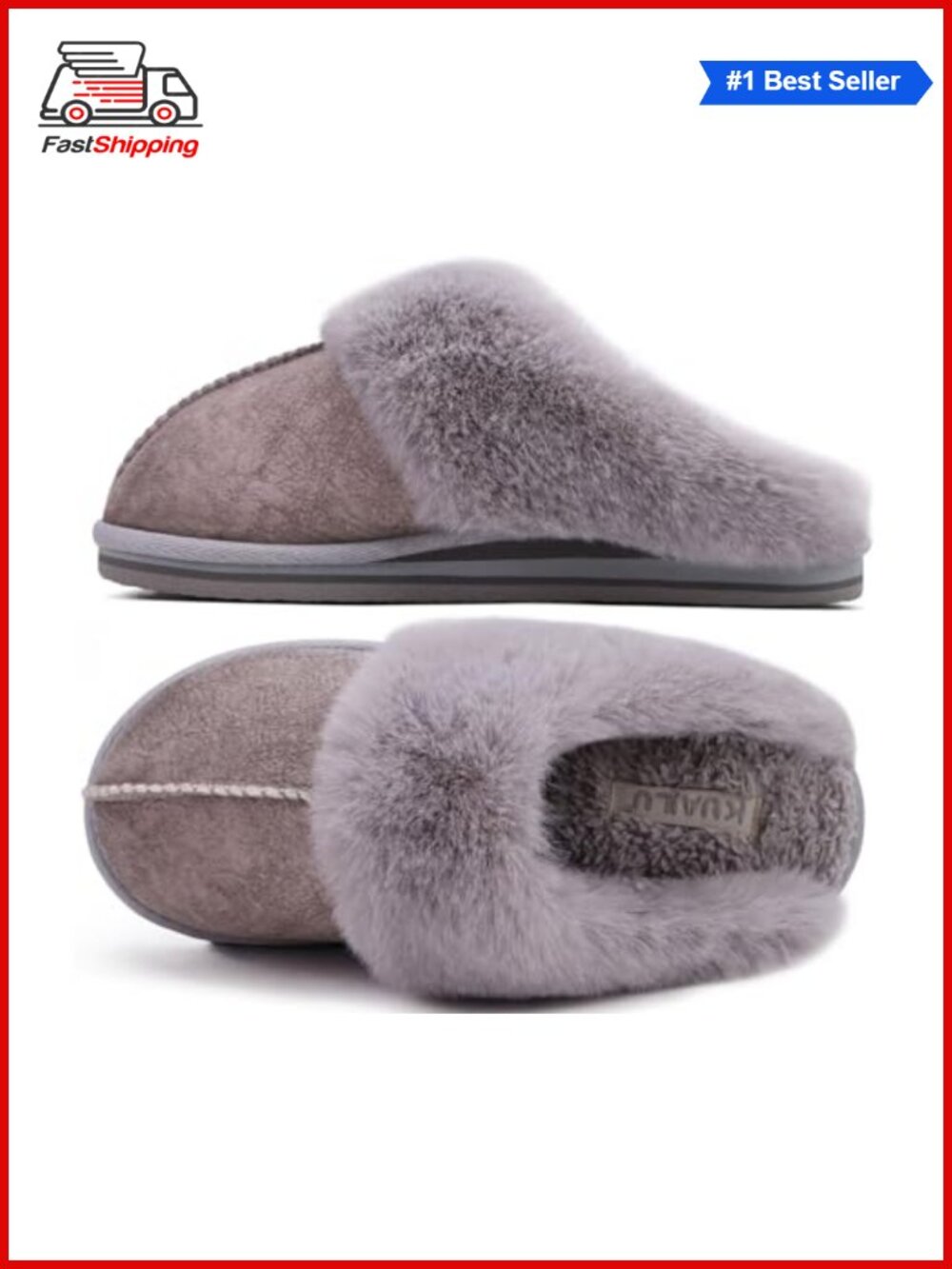 ✨KuaiLu Womens Fuzzy Memory Foam Slippers Warm House Shoes Arch Support